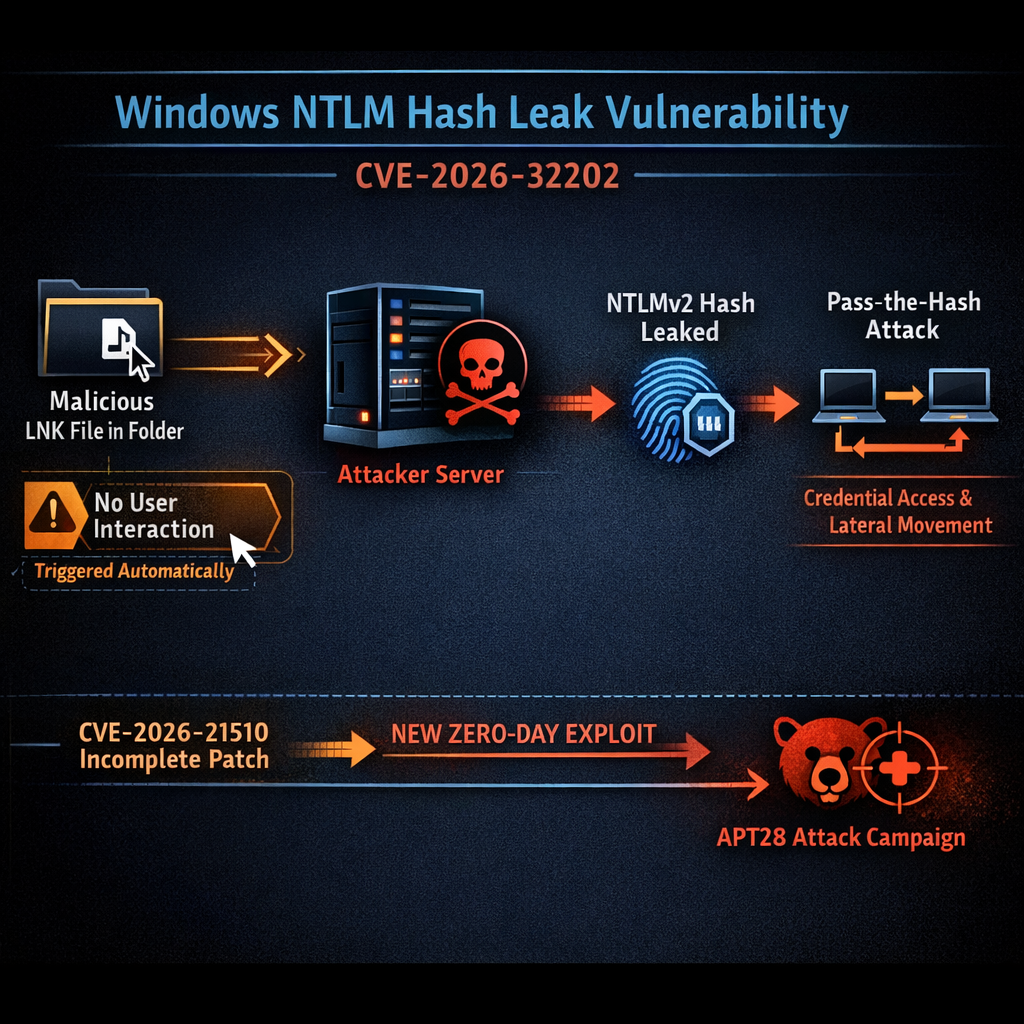 Windows NTLM hash leak attack flow