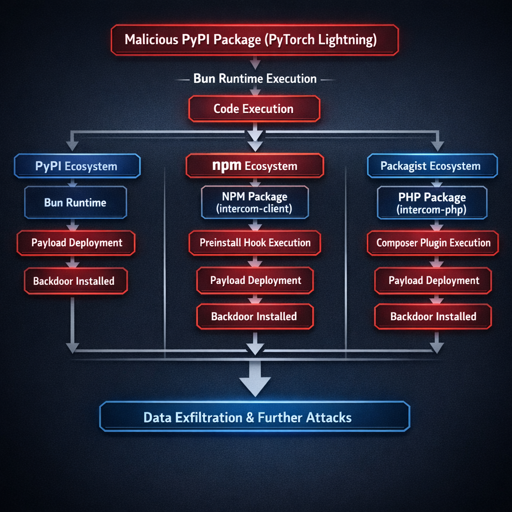 Supply chain attack propagation diagram