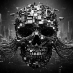 IoT botnet visualization with devices forming skull pattern
