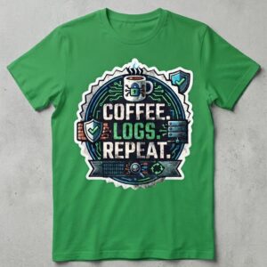 Unisex t-shirt: "Coffee. Logs. Repeat."