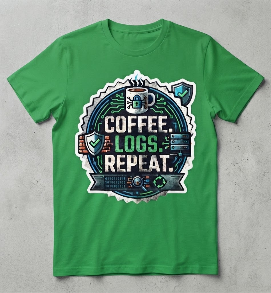 Unisex t-shirt: "Coffee. Logs. Repeat."