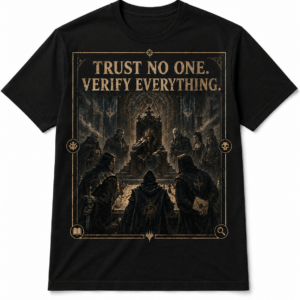 Unisex short sleeve tee: "Trust No One, Verify Everything"