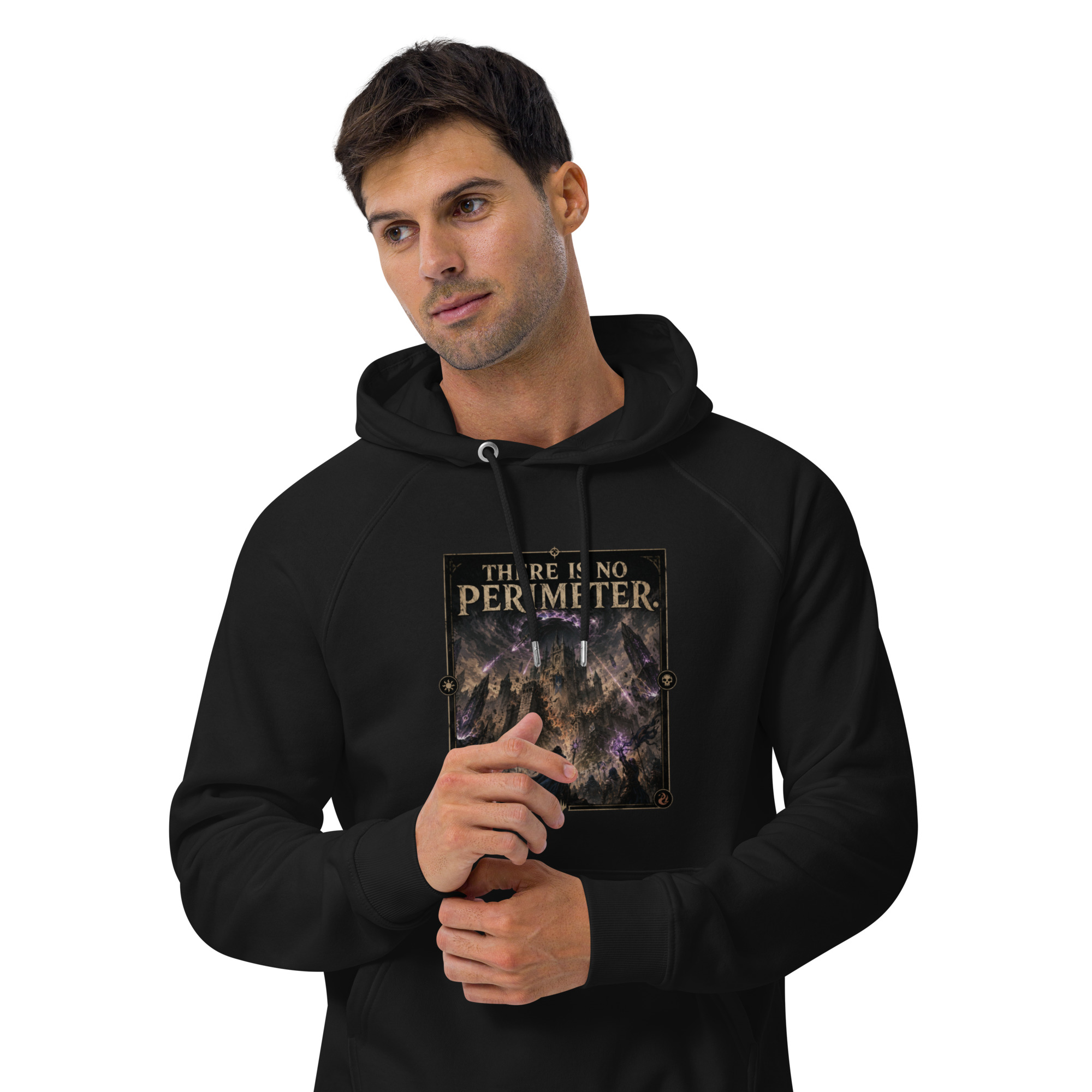 Unisex eco raglan hoodie: "There Is No Perimeter" - Image 5