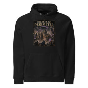 Unisex eco raglan hoodie: "There Is No Perimeter"