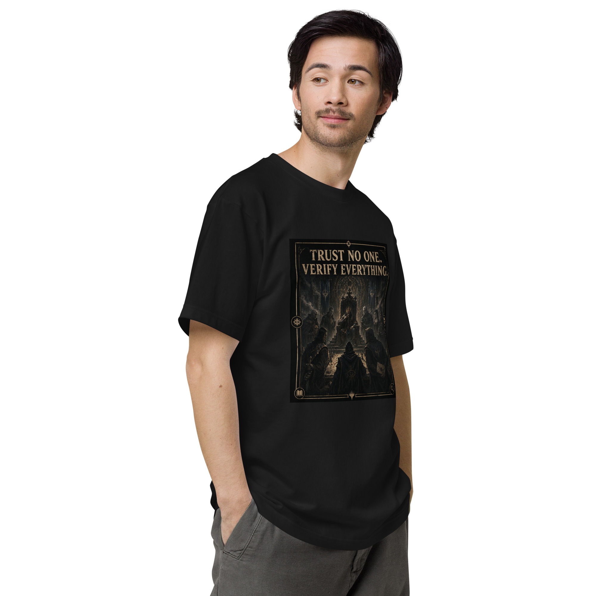 Unisex short sleeve tee: "Trust No One, Verify Everything" - Image 5