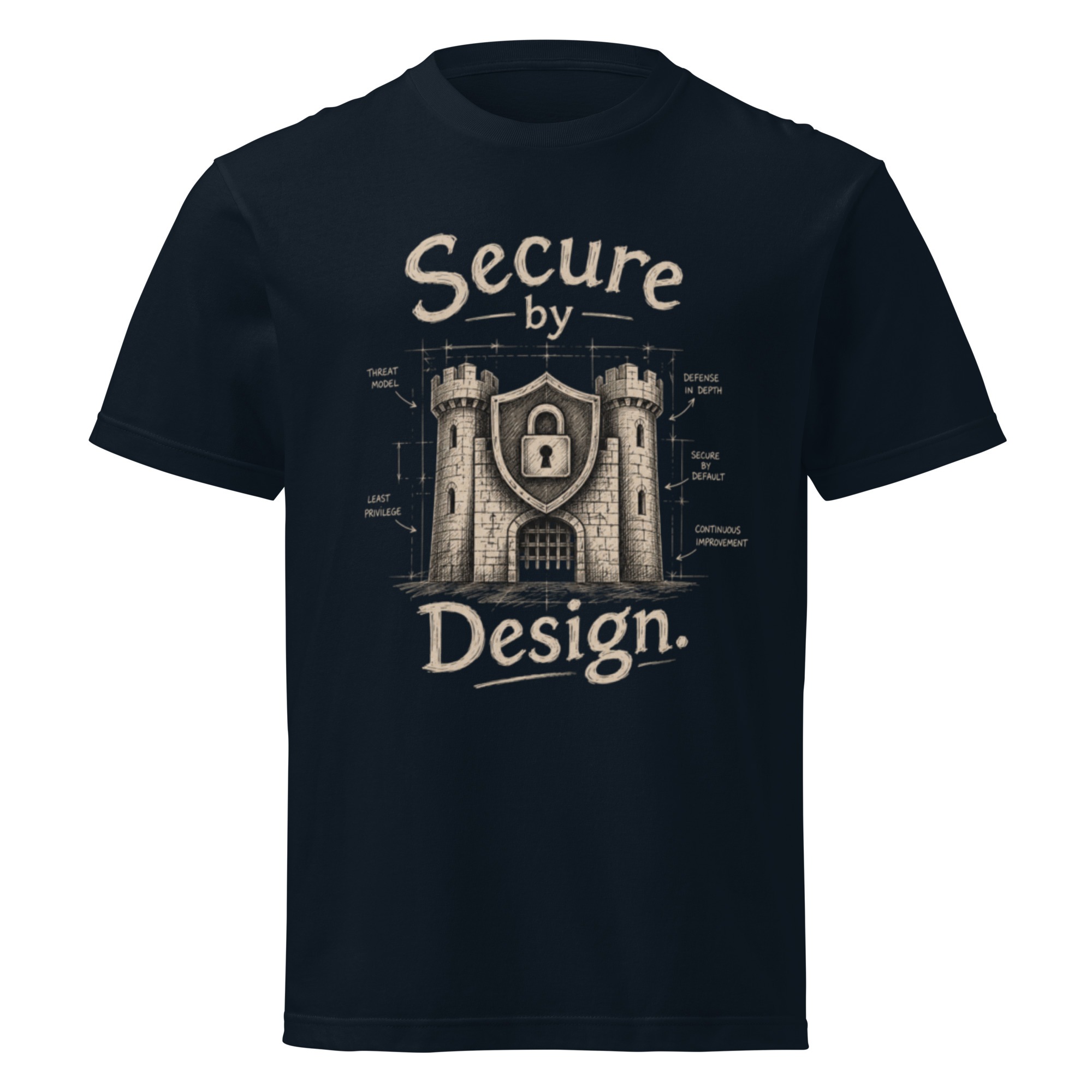 Unisex short sleeve tee: "Secure by Design."