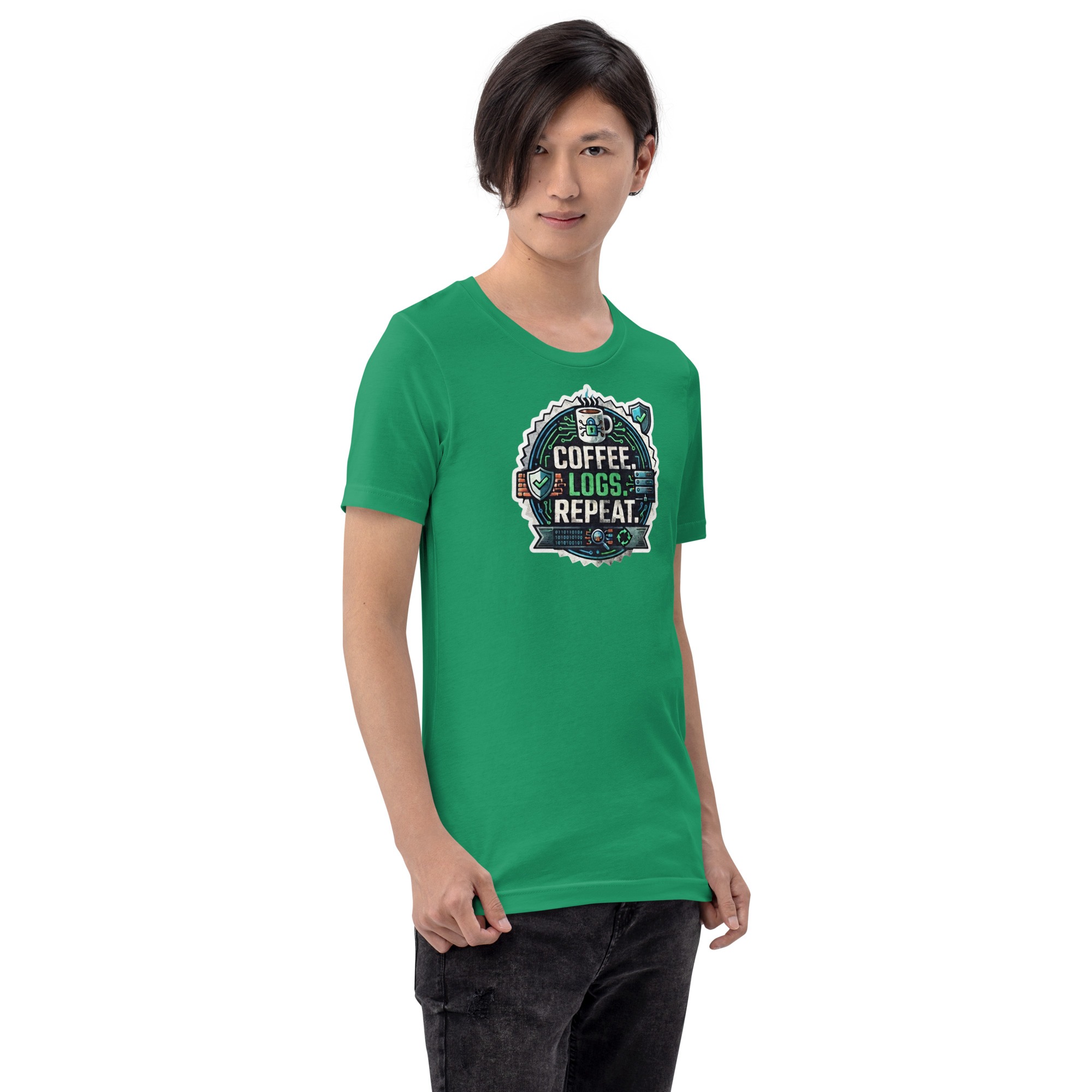 Unisex t-shirt: "Coffee. Logs. Repeat." - Image 6