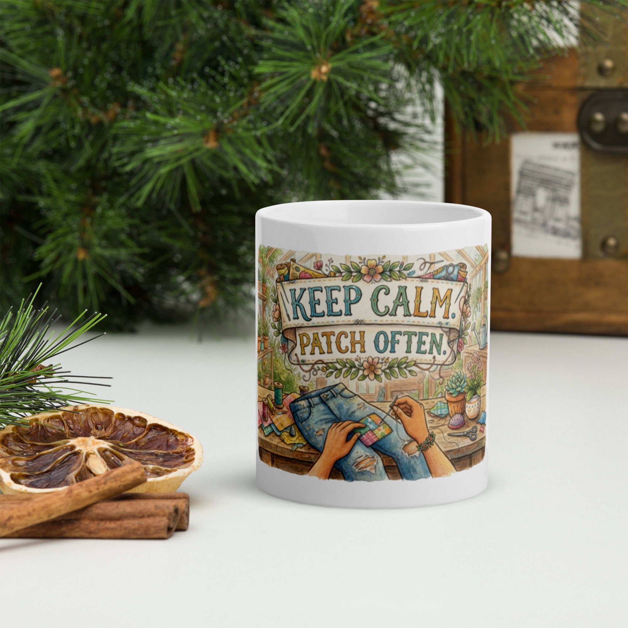 White glossy mug: "Keep Calm. Patch Often." - Image 2