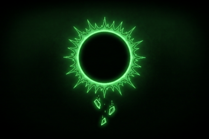 Eclipse disc with three falling shards representing fresh zero-day exploits