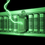 A rack of modular plugin cartridges with one being swapped out
